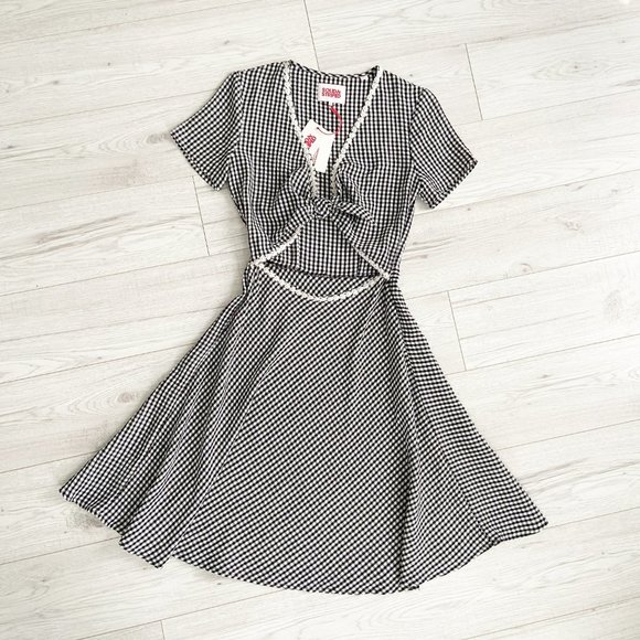 🌺SOLD🌺 NWT Solid & Striped | Black & White Gingham Cutout Dress Small - Picture 9 of 11